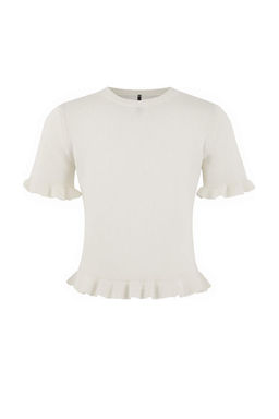 Limited Edition Ekru F?rf?r Detayl? Bisiklet Yaka Triko Bluz TWOSS26BZ00135