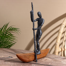 Статуэтка «Лодочник», 28×9.5×37.5 см, полимерная смола, манговое дерево