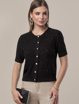 VILATTE / Жакет из хлопковой пряжи с пайетками