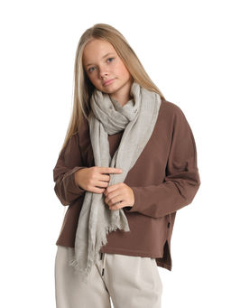 Свитшот для девочки однотонный 22-7699 шоколад - Mini maxi фото 3