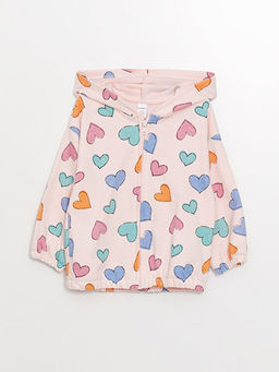 Kap??onlu Uzun Kollu K?z Bebek Fermuarl? Sweatshirt