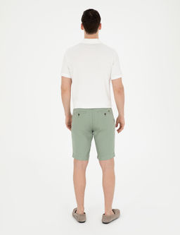 Ye_il Slim Fit %100 Keten Beli Lastikli Ba_c_kl_ Dokuma _ort