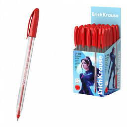 Цена за 50 шт. Ручка шариковая ErichKrause U-108 Stick Classic 1.0, Ultra Glide Technology, цвет чернил красный (в коробке по 50 шт.)  фото 3