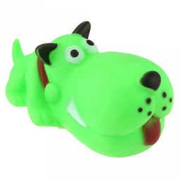 Игрушка для собаки "Собака носатая" 14,5х7,5х6,5см, с пищалкой, ПВХ, цвета микс (желтый, зеленый, красный), "Пэт тойс (Pet toys)" (Китай)