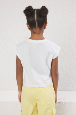 Siyah-Beyaz 2li K?z Cocuk %100 Pamuk OVersize/Genis Kal?p K?sa Kol Orme T-Shirt TKDSS25TS00015 - Trendyolmilla фото 3