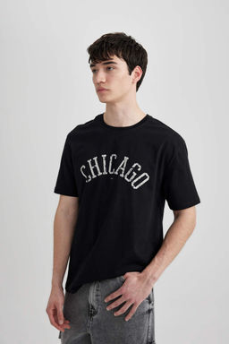 Футболка стандартного кроя с круглым вырезом и короткими рукавами с принтом - Defacto фото 3