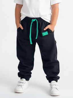 Спортивные штаны на резинке 22-0517 черный|зеленый - Mini maxi фото 4