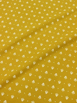 Теплый хлопок Набойка - листочки цв.горчичный, ш.1.48м, хлопок-100%, 160гр/м.кв