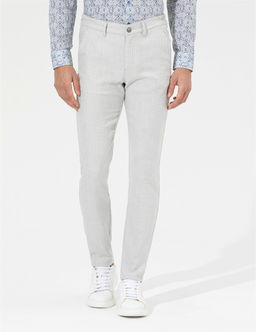 Gri Slim Fit Beli Lastikli Kanvas Pantolon - Pierre cardin фото 4