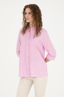 Женская розовая рубашка с длинным рукавом - U.s. polo assn фото 10