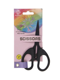 Ножницы канцелярские 12см, черные, длина лезвия 6,5см