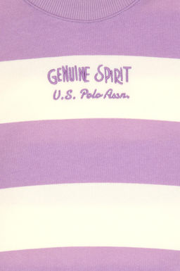 K_z _ocuk Lila _izgili Bisiklet Yaka Sweatshirt Sepette S_rpriz _ndirim - U.s. polo assn фото 4