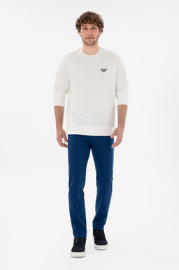 Erkek Slim Fit _ndigo Kanvas Pantolon