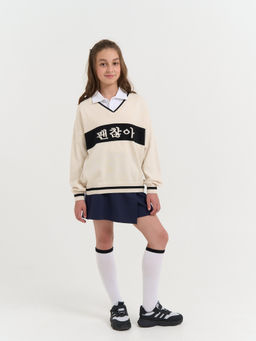 Джемпер вязаный Мне ок с принтом 7+ - Bungly фото 8