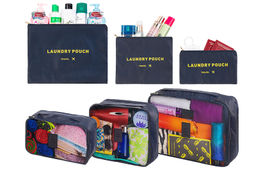 Набор 6 дорожных органайзеров Синий (3 органайзера и 3 косметички)