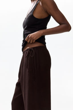 Pantal?n en mezcla de lino con cord?n de ajuste - H&m фото 6