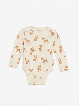 Bisiklet Yaka Uzun Kollu Bask?l? K?z Bebek ??t??tl? Bodysuit 2li