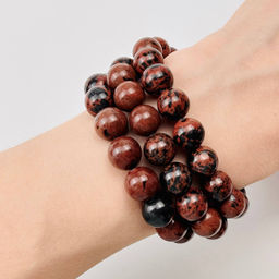 Бусины для украшений из коричневого Обсидиана (37 бусин) 38 см