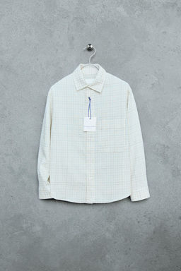 STORIESZ - CAMISA CUADROS CON ALGOD?N Y LINO / Azul - Zara фото 3