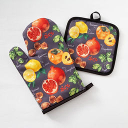 Кухонный набор Доляна «Фрукты», прихватка 17×17 см, рукавица 26×16 см