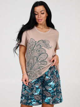 474-ДК ДОМАШНИЙ КОСТЮМ (шорты) (Огурцы на изумрудном)