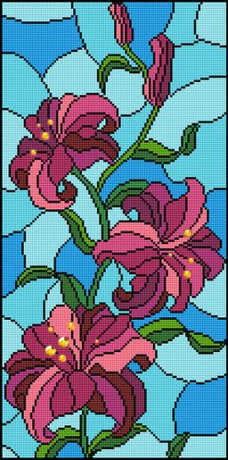 Кристальная (алмазная) мозаика ФРЕЯ ALV-117 Лилия. Витраж СК/Уценка 60 х 30 см