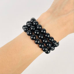 Бусины для украшений из черного Турмалина (Шерл) (46 бусин) 38 см