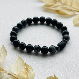 Браслет из снежного Обсидиана и Лавы 17 см