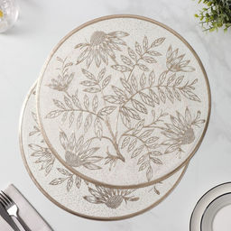 Набор салфеток сервировочных Доляна Ботаника, 2 шт, d=38 см, цвет бежевый  фото 3