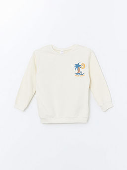 Bisiklet Yaka Bask?l? Erkek Bebek Sweatshirt