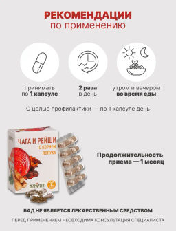 Грибная серия БАД Капсулы Чага и рейши с корнем лопуха Алфит 1237 фото 8
