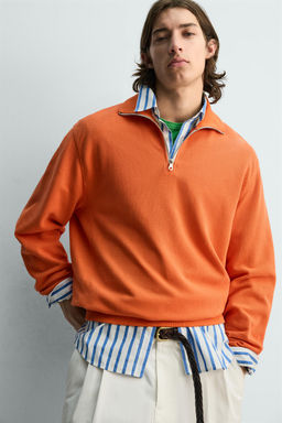 SUDADERA PIQU? CUELLO CREMALLERA / Naranja - Zara фото 6