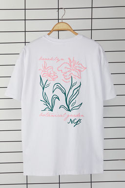 TRENDYOL MAN Lacivert Oversize/Genis Kesim Cicek Bask?l? %100 Pamuklu Tok Kumas T-shirt TMNSS25TS00069 - Trendyolmilla фото 6