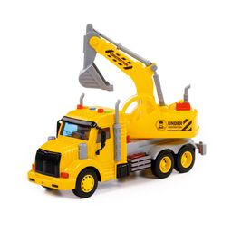 Профи, автомобиль-экскаватор инерционный (со светом и звуком) (жёлтый) (в коробке) - Полесье фото 3