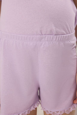 Trendyolmilla Lila Pamuklu Yaka, Cep ve Dantel Detayl? Sortlu Hamile Orme Pijama Tak?m? THMSS25PT00365  фото 7