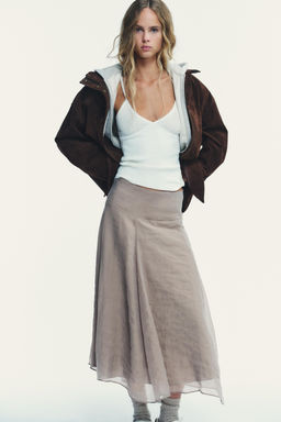 DOUBLE LAYER MIDI SKIRT - Zara фото 3
