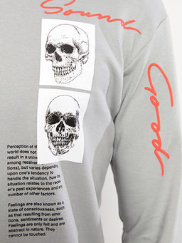 Bisiklet Yaka Uzun Kollu Bask?l? Erkek Sweatshirt