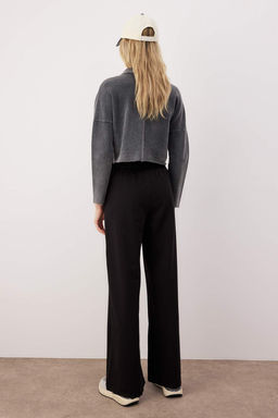 Siyah Pamuklu Genis Paca Ince Orme Spor Esofman Alt? TWOAW22EA0053