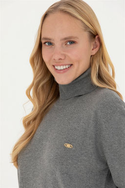 Женский серый меланжевый базовый свитер - U.s. polo assn фото 2