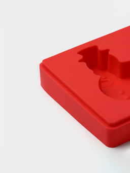 Форма для мороженого новогодняя Доляна Снеговик, силикон, 18?9?2 см, 3 ячейки, с палочками, красная