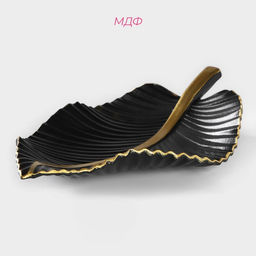 Блюдо для фруктов Доляна «Лист», 35.5×20×5.5 см, чёрное