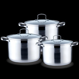 Набор посуды нерж. "Kelli" 6 пр со стекл. крышками, арт. KL-4217