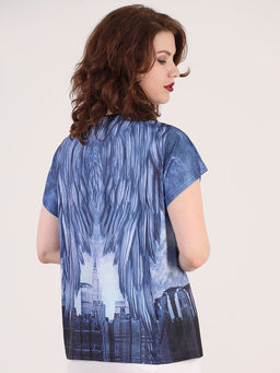 Футболка синяя с рисунком