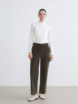 Standart Fit Kadife Kad?n Pantolon