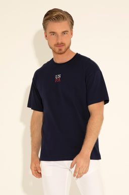 Erkek Comfort Fit Bisiklet Yaka Lacivert Ti__rt