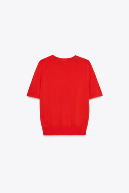 BASIC PLAIN KNIT SHORT SLEEVE TOP - Zara фото 4