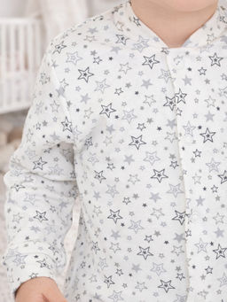 Комбинезон ясельный молочный серые звезды