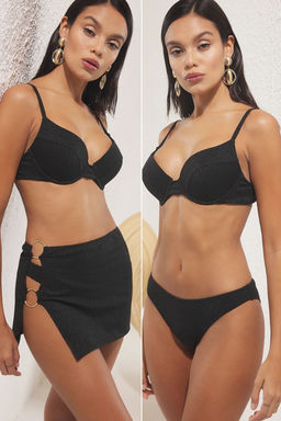 Trendyolmilla Siyah Simli Balconette Aksesuar Detayl? 3lu Bikini Tak?m? TBESS25BT00190