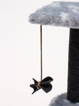 Домик для кошек с когтеточкой, квадратный, этажи 33 х 40 х 103 см, ковролин , серая