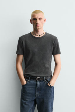 CAMISETA PUNTO SLIM FIT ESTRUCTURA / Negro lavado - Zara фото 2